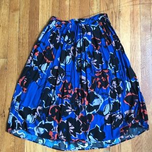 Blue orange black floral midi skirt forever 21 sm
